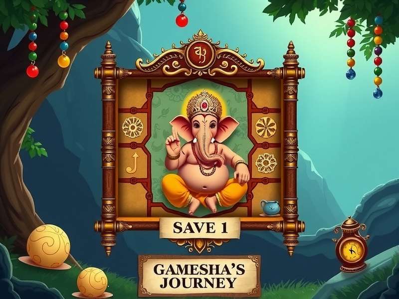 Ganesha S Journey gameplay screenshot showing Lord Ganesha solving a puzzle